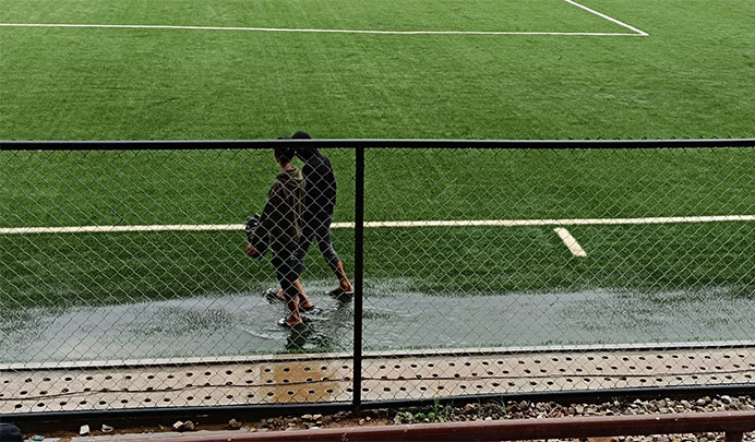 Ka jingdap um ka madan ha SSA Stadium ka dei ka jingbym pat lah pyndep ïa ki nala um, ong u karikor madan-polo