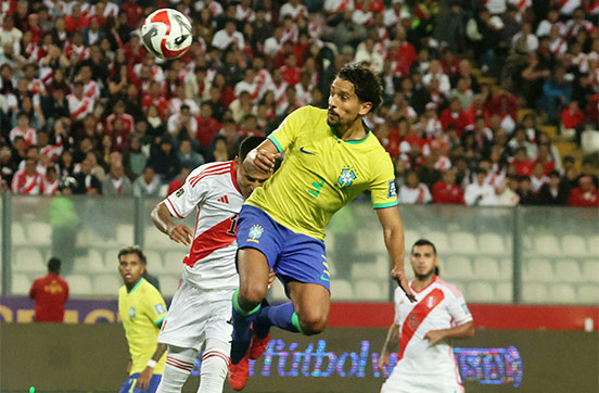 Lyngba u Marquinhos khur jingjop ka Brazil pyrshah ïa ka Peru marquinhos