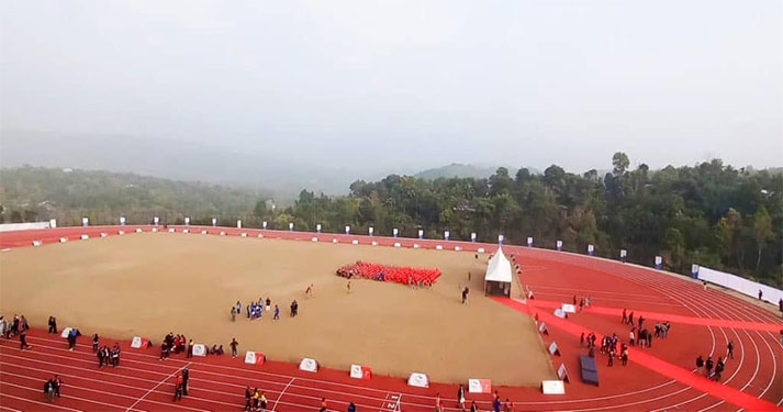La plie ïa ka Pa Togan Nengminja Sangma Athletics Stadium kaba T.16 klur ha Tura stadium