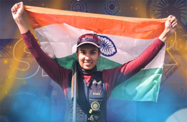 Khur takma rupa ka Raiza Dhillon ha ka ISSF Junior World Cup raiza