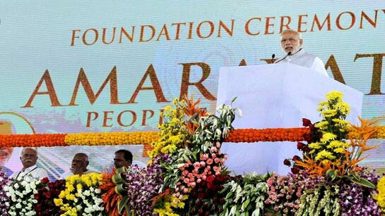 Yn ai jingkyrshan ïarap pisa u Modi ha ki kam pynroi ha Amaravati modi