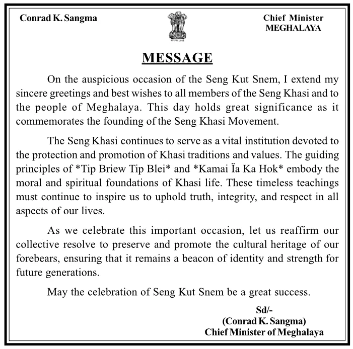 Chief Minister's Message on Seng Kut Snem 2025